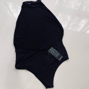 Boohoo BODYSUIT solid BLACK low back ONE PIECE petite 8 layering garment